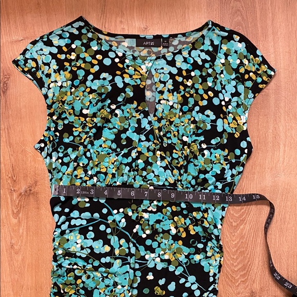 Apt 9 Black Floral Ruched Dress | Size Medium - Picture 7 of 8